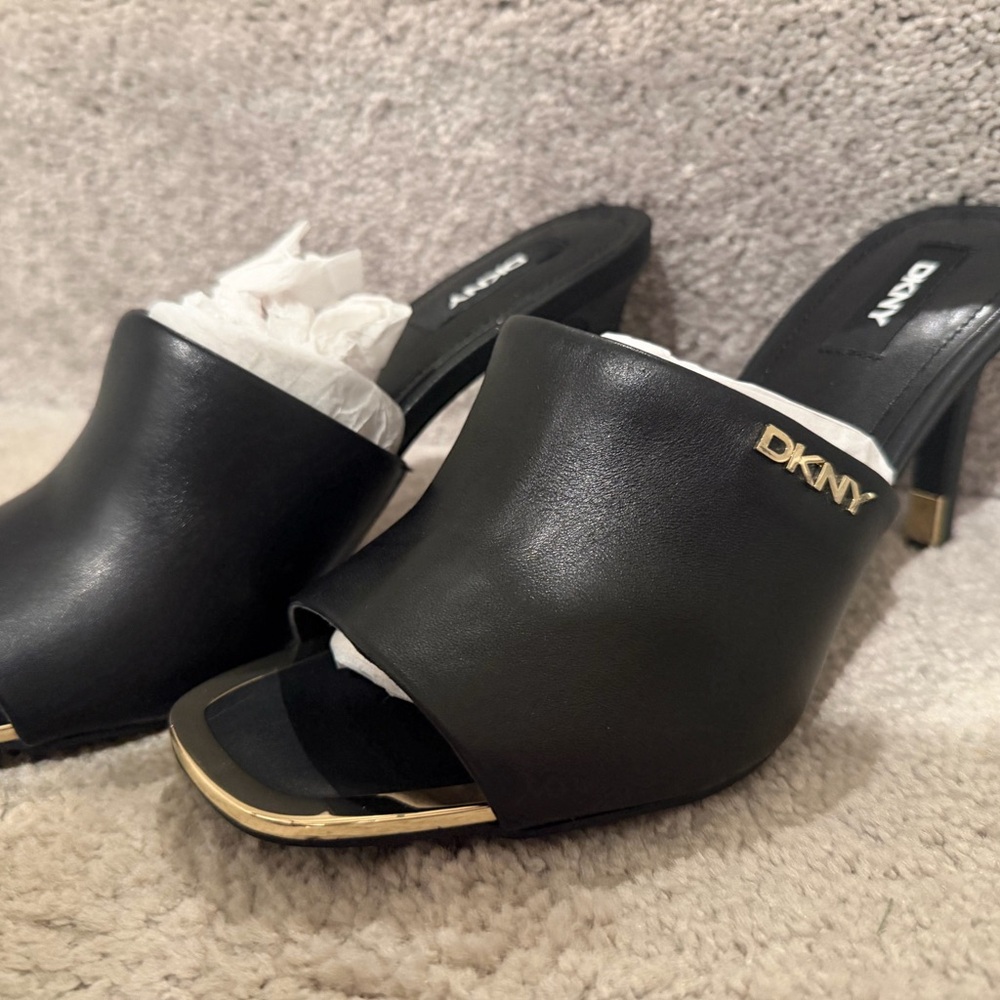 DKNY Black and Gold Women's Mules